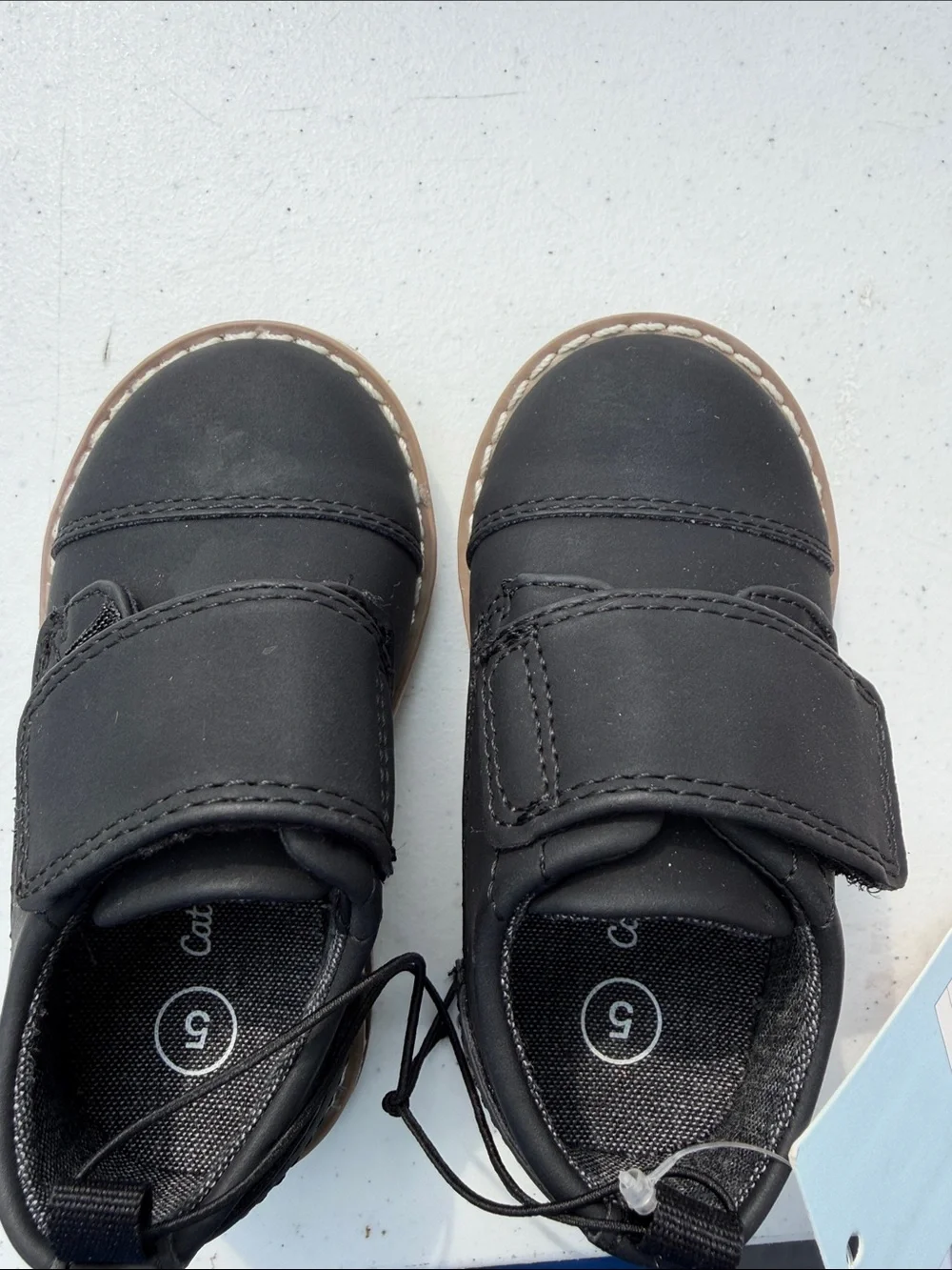 Cat & Jack Kids Black Leather-Look Dress Shoes with Hook-and-Loop Closure